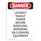 Signmission OSHA Danger Sign, 10" Height, Portrait Lockout Tagout Power Before Servicing, Portrait OS-DS-D-710-V-1845 - alternate 1